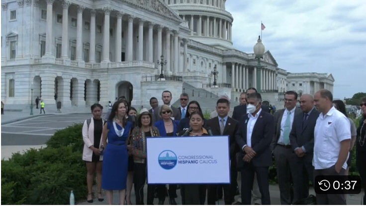 A group of Congressional leaders and Hispanic Caucus in front of the Capitol Building in Washington, D.C. Submitted Photo